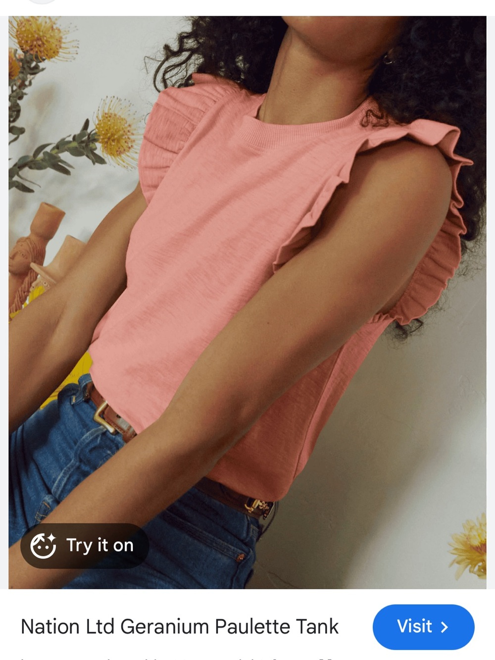 Nation Los Angeles Pink Ruffle Sleeve Women's Top | Size Large - NWOT